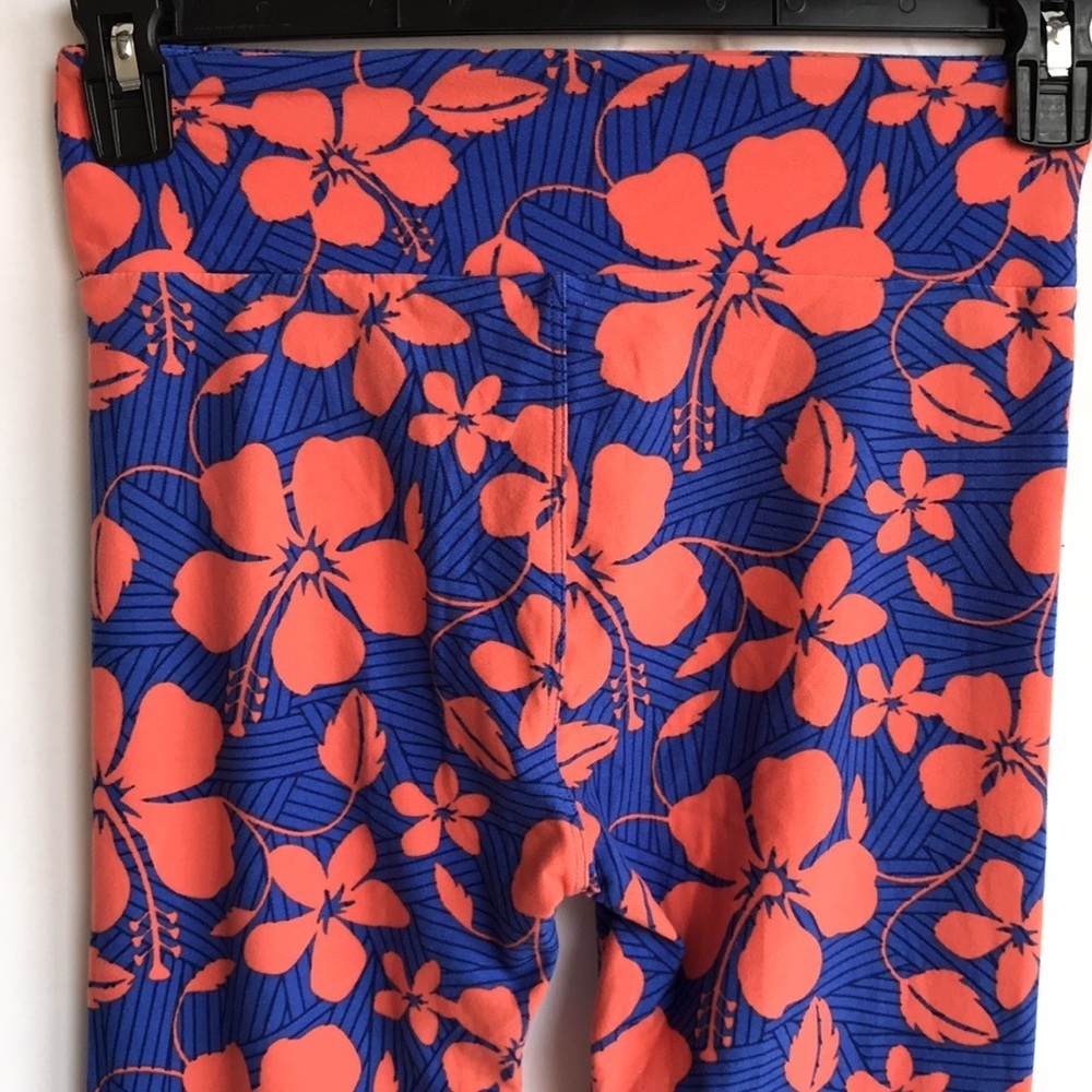 LuLaRoe orange/blue/black floral leggings, S/M - Picture 6 of 8